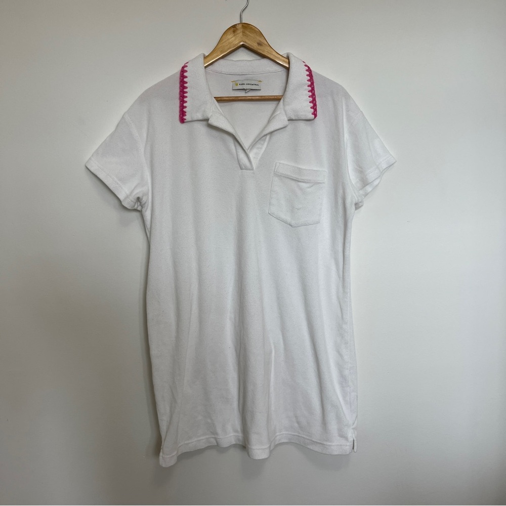 Kerri Rosenthal White Terry Mini Dress with Pink Trim Size XL Beach Coverup